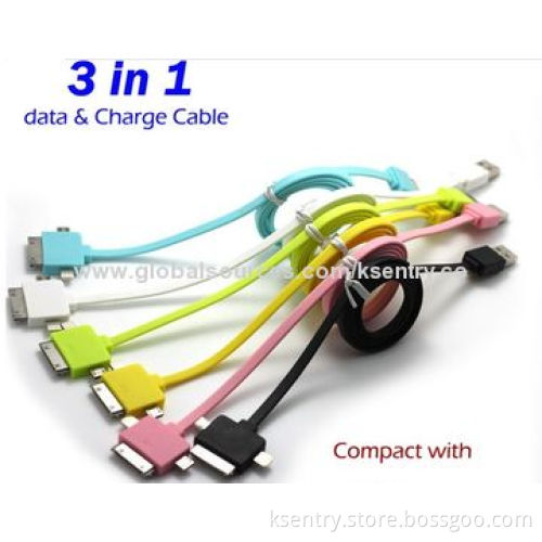 Flat Noodle TPE Material Top Quality USB Data Cables for iPhone